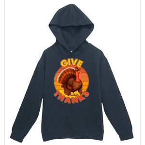 Thanksgiving Give Thanks Emblem Urban Pullover Hoodie