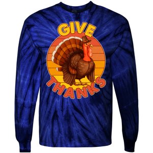 Thanksgiving Give Thanks Emblem Tie-Dye Long Sleeve Shirt