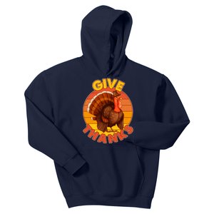 Thanksgiving Give Thanks Emblem Kids Hoodie