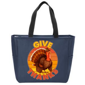 Thanksgiving Give Thanks Emblem Zip Tote Bag