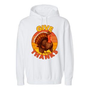 Thanksgiving Give Thanks Emblem Garment-Dyed Fleece Hoodie