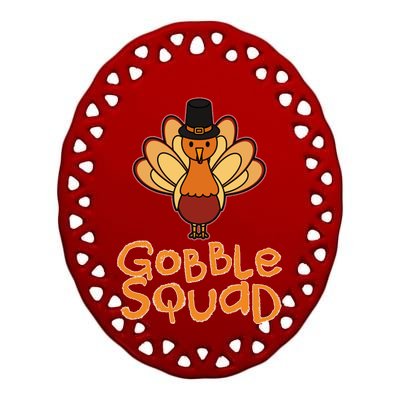 Thanksgiving Gobble Squad Ceramic Oval Ornament