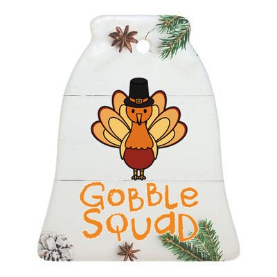 Thanksgiving Gobble Squad Ceramic Bell Ornament