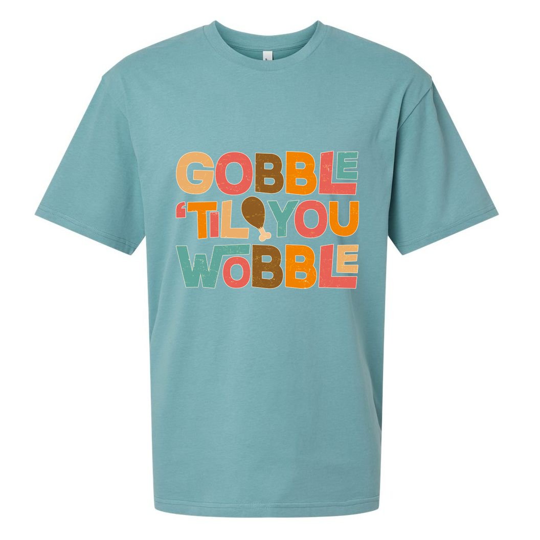 Thanksgiving Gobble 'Til You Wobble Dinner Vintage Sueded Cloud Jersey T-Shirt