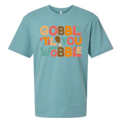 Thanksgiving Gobble 'Til You Wobble Dinner Vintage Sueded Cloud Jersey T-Shirt