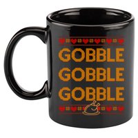 Thanksgiving Gobble X3 Ugly Sweater 11oz C Handle Ceramic Mug