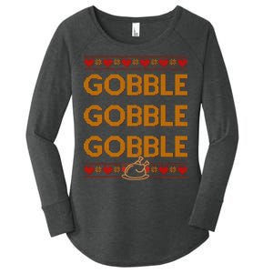 Thanksgiving Gobble X3 Ugly Sweater Women's Perfect Tri Tunic Long Sleeve Shirt