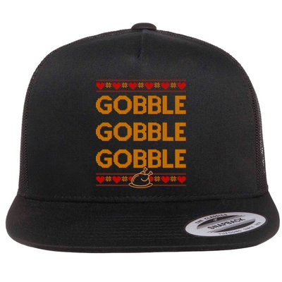 Thanksgiving Gobble X3 Ugly Sweater Flat Bill Trucker Hat