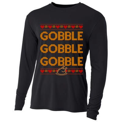 Thanksgiving Gobble X3 Ugly Sweater Cooling Performance Long Sleeve Crew