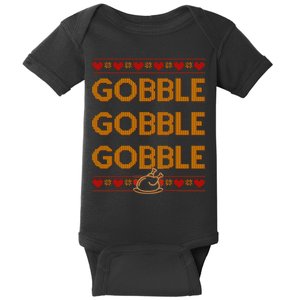 Thanksgiving Gobble X3 Ugly Sweater Baby Bodysuit