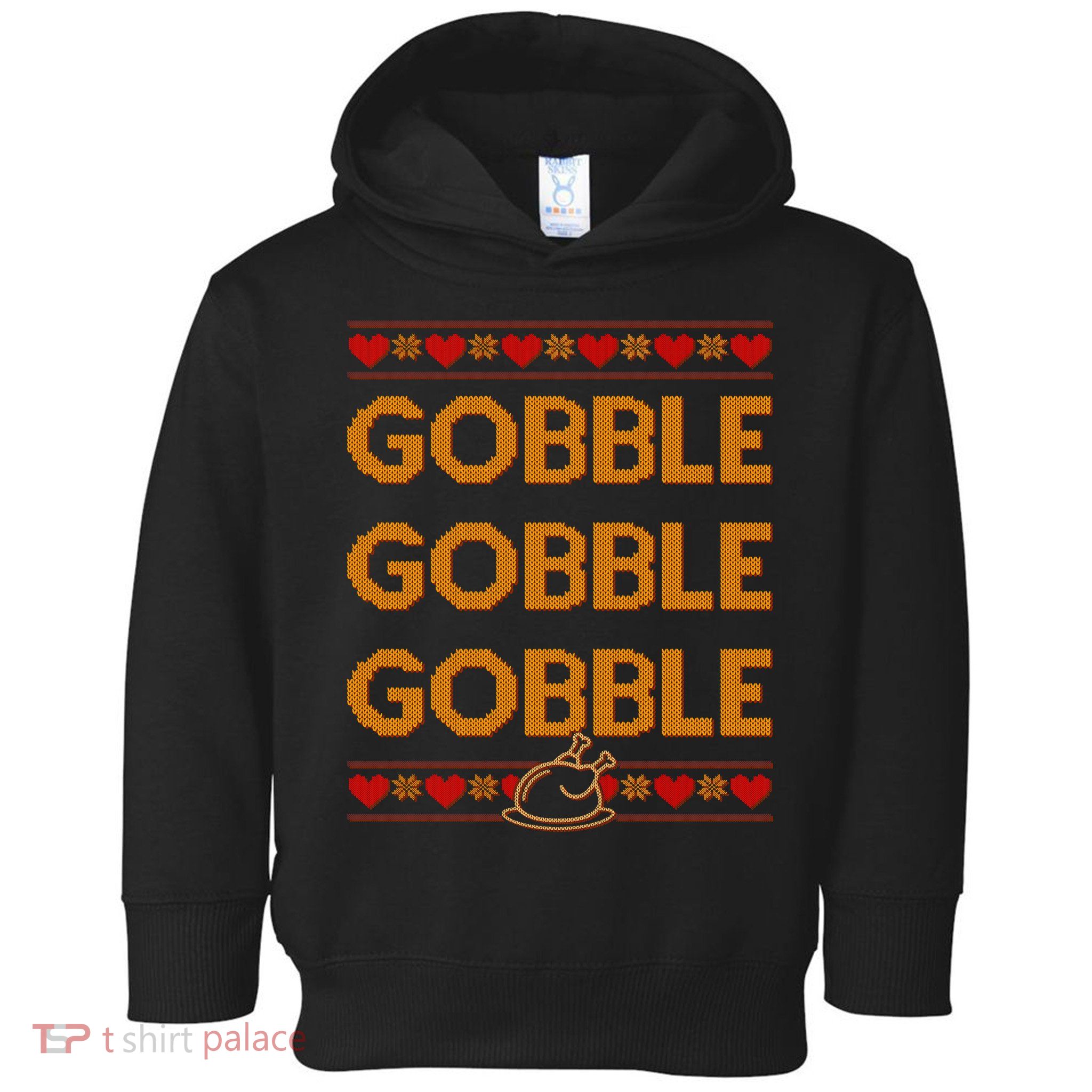 Thanksgiving Gobble X3 Ugly Sweater Toddler Hoodie