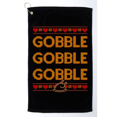 Thanksgiving Gobble X3 Ugly Sweater Golf Towel