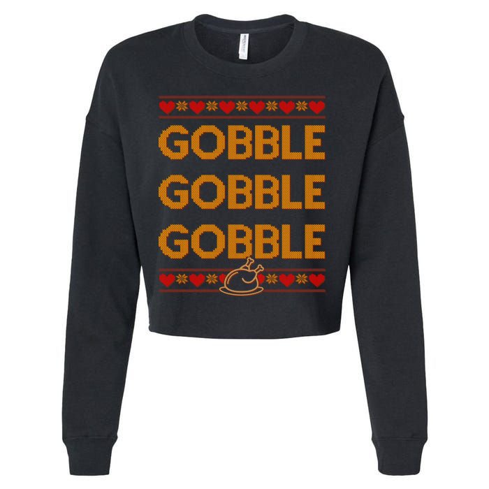 Thanksgiving Gobble X3 Ugly Sweater Cropped Pullover Crew