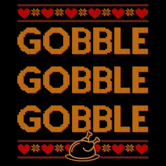 Thanksgiving Gobble X3 Ugly Sweater Cropped Pullover Crew