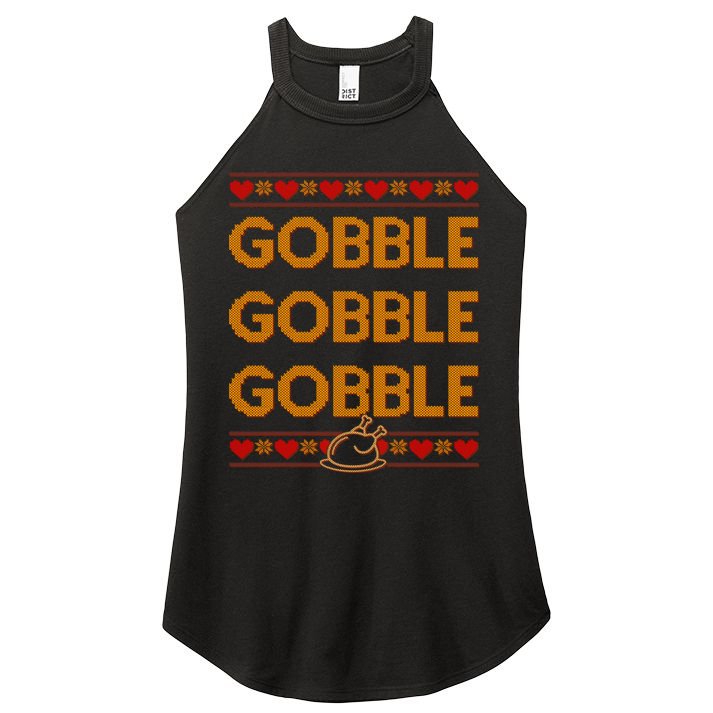 Thanksgiving Gobble X3 Ugly Sweater Women's Perfect Tri Rocker Tank