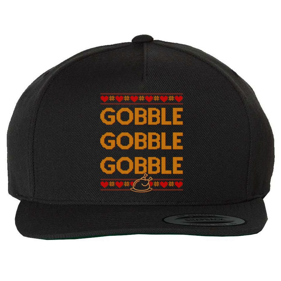 Thanksgiving Gobble X3 Ugly Sweater Wool Snapback Cap