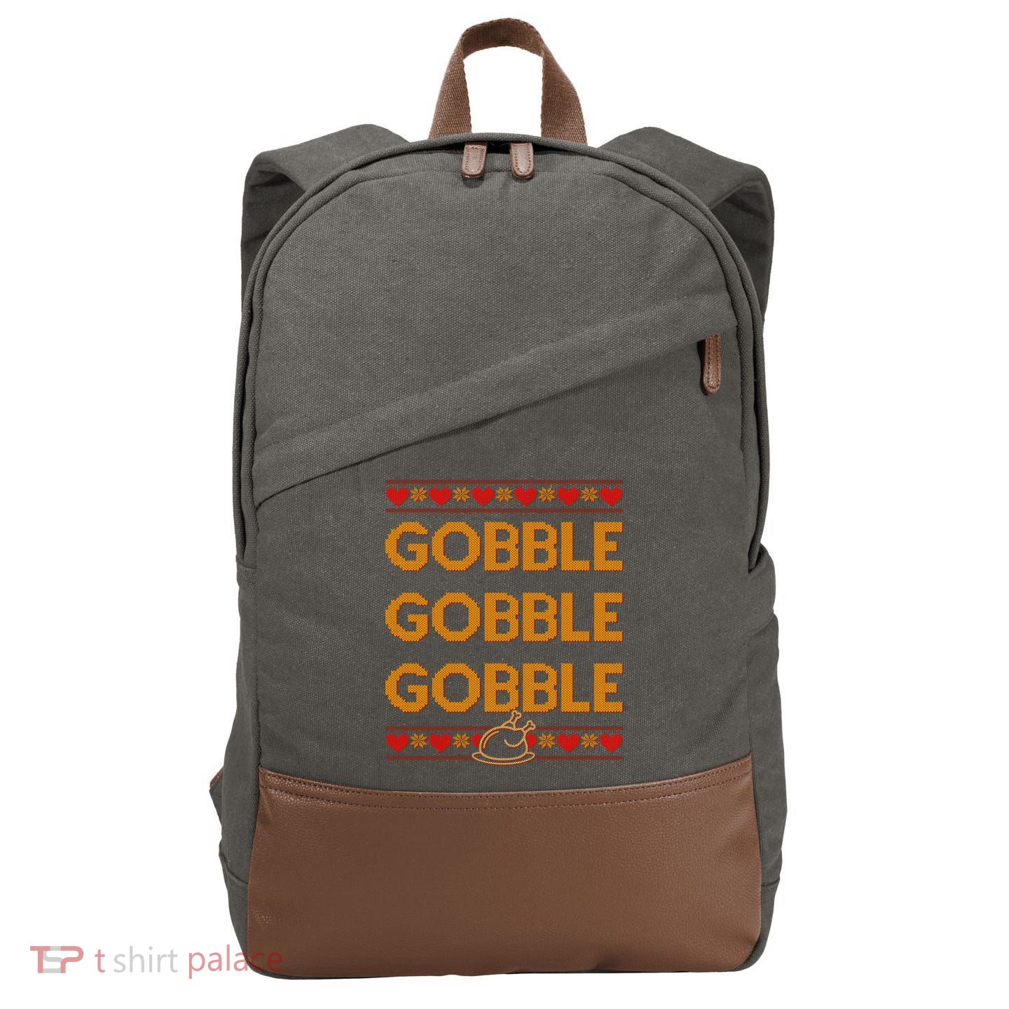 Thanksgiving Gobble X3 Ugly Sweater Cotton Canvas Backpack