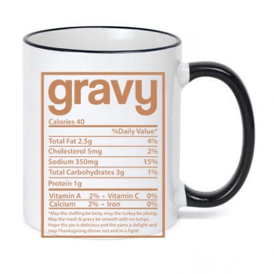 Thanksgiving Gravy Nutrition Facts 11oz Black Color Changing Mug