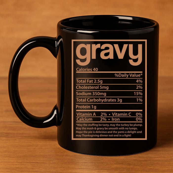 Thanksgiving Gravy Nutrition Facts 11oz C Handle Ceramic Mug