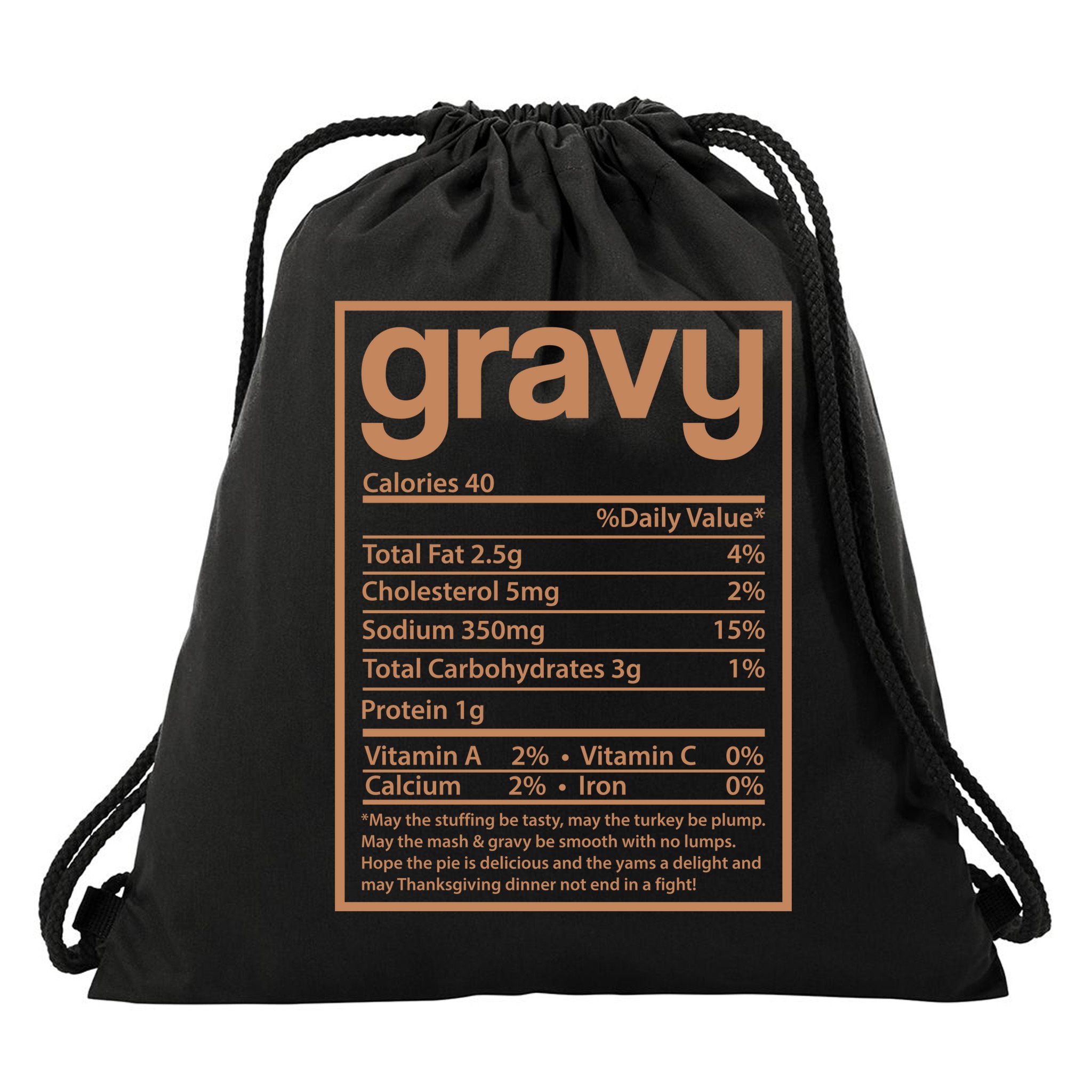 Thanksgiving Gravy Nutrition Facts Drawstring Bag