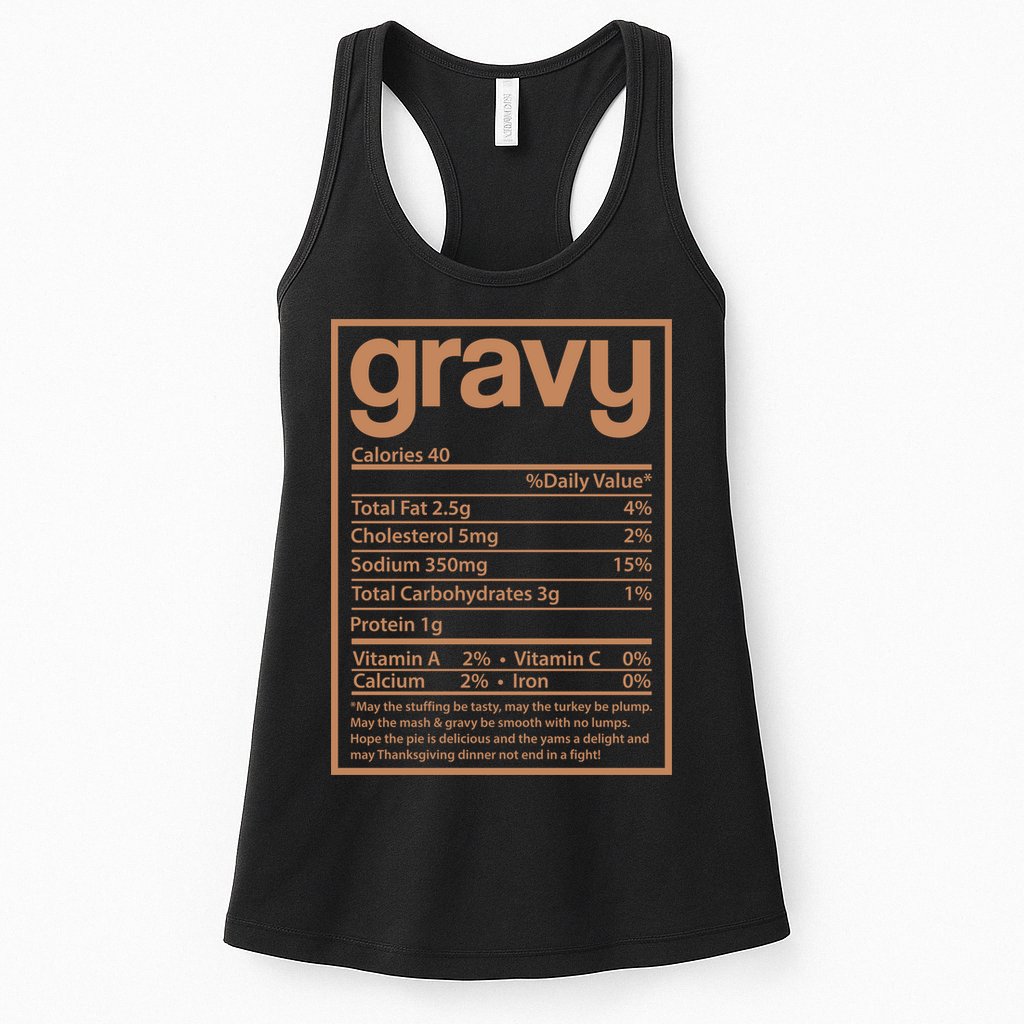 Thanksgiving Gravy Nutrition Facts Womens Tank Top