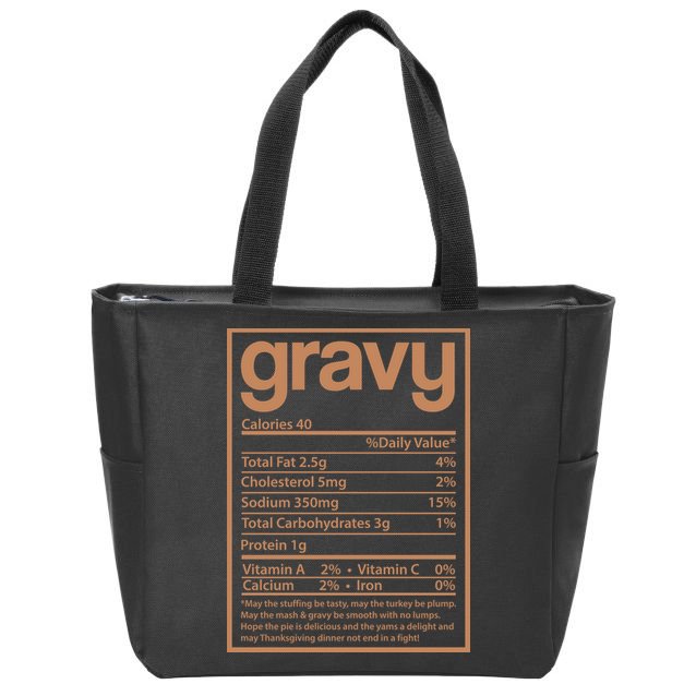 Thanksgiving Gravy Nutrition Facts Zip Tote Bag