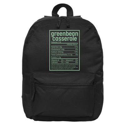 Thanksgiving Greenbean Casserole Nutrition Facts 16 in Basic Backpack
