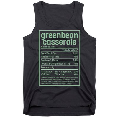 Thanksgiving Greenbean Casserole Nutrition Facts Tank Top