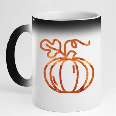 Thanksgiving Halloween Pumpkin Fall Autumn Plaid 11oz Black Color Changing Mug