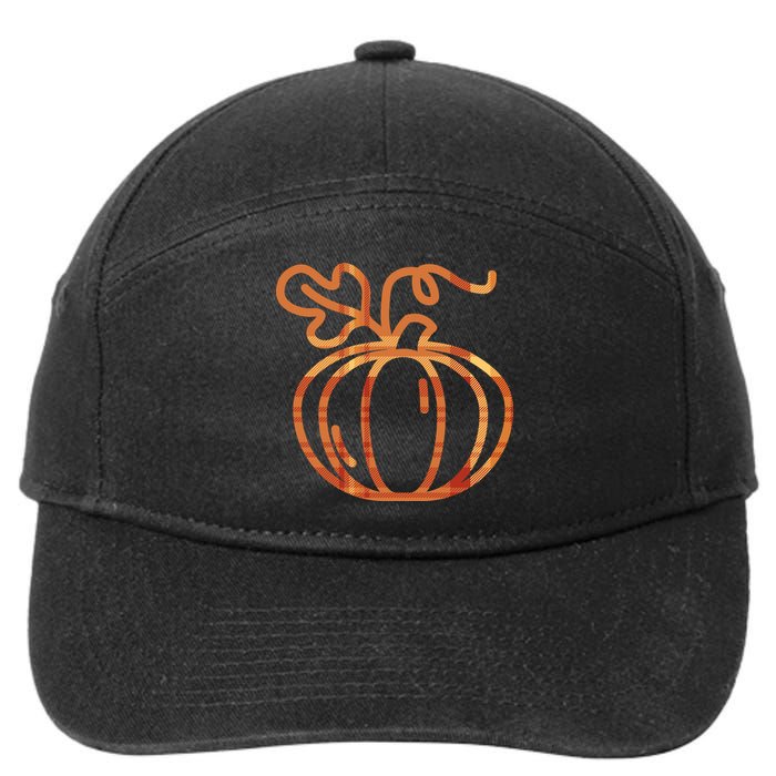 Thanksgiving Halloween Pumpkin Fall Autumn Plaid 7-Panel Snapback Hat