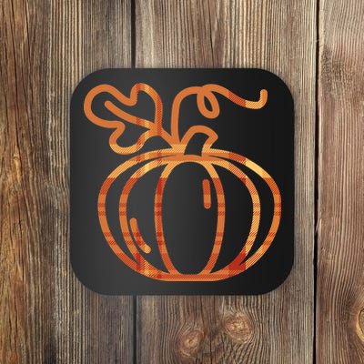 Thanksgiving Halloween Pumpkin Fall Autumn Plaid Coaster