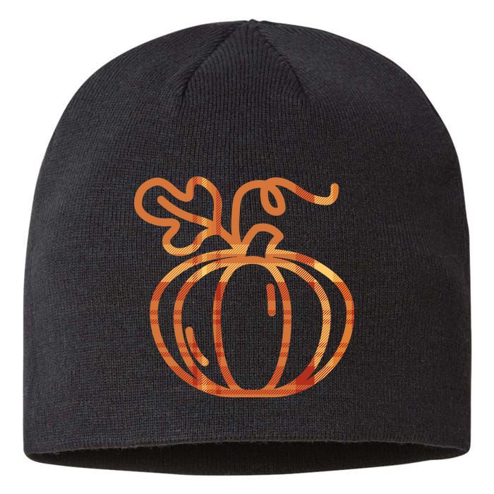 Thanksgiving Halloween Pumpkin Fall Autumn Plaid Sustainable Beanie