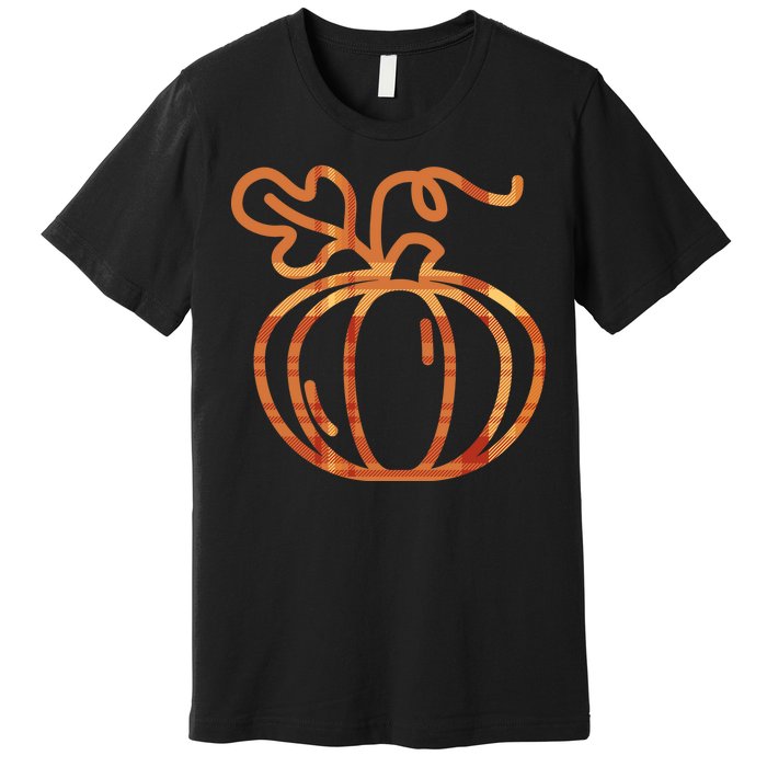 Thanksgiving Halloween Pumpkin Fall Autumn Plaid Premium T-Shirt