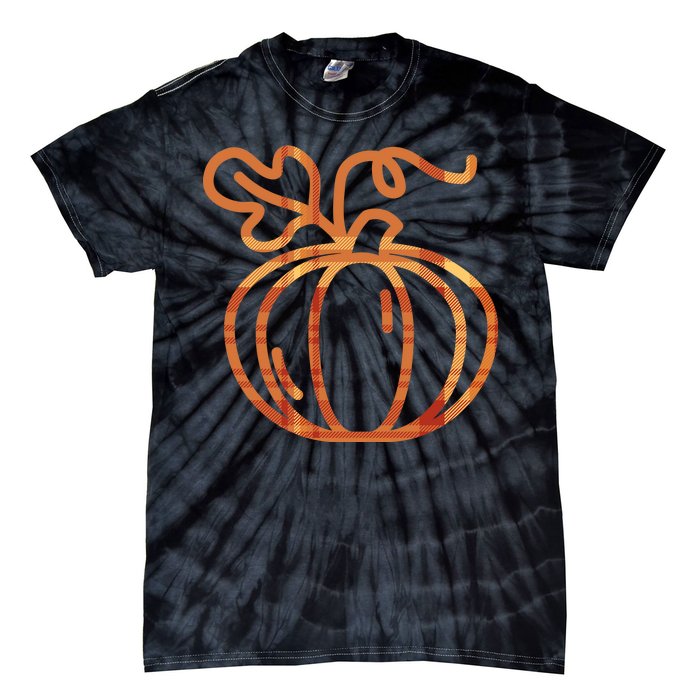 Thanksgiving Halloween Pumpkin Fall Autumn Plaid Tie-Dye T-Shirt