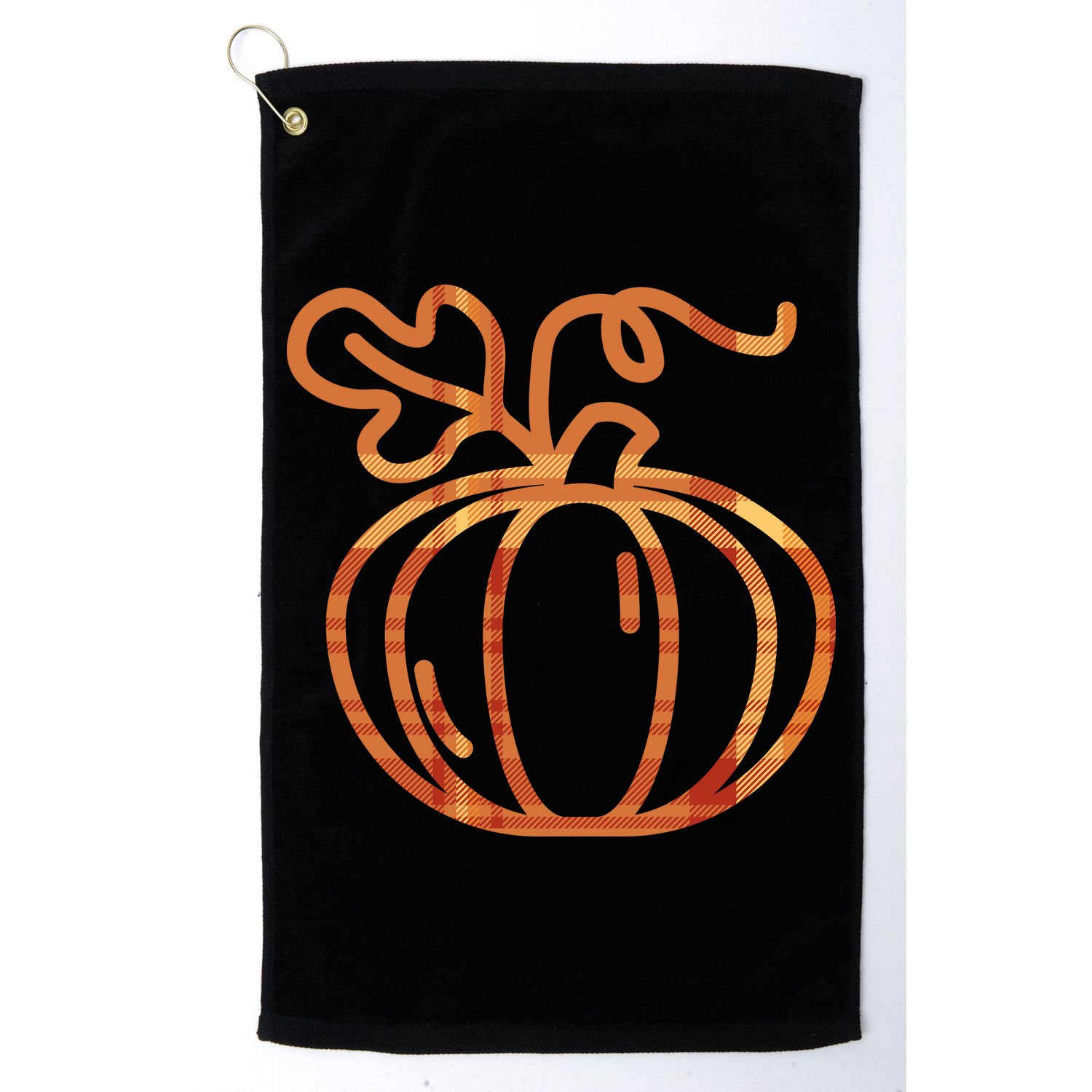 Thanksgiving Halloween Pumpkin Fall Autumn Plaid Golf Towel