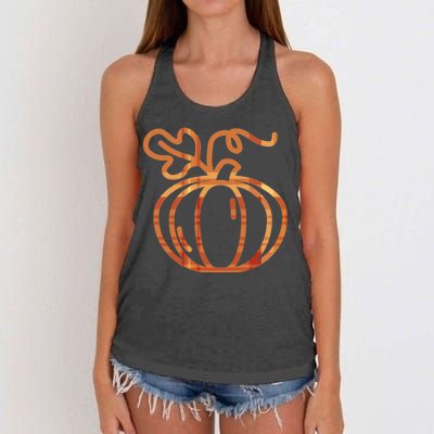 Thanksgiving Halloween Pumpkin Fall Autumn Plaid Women's Knotted Racerback Tank