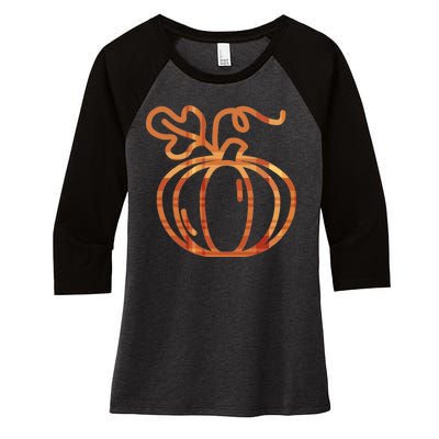 Thanksgiving Halloween Pumpkin Fall Autumn Plaid Women's Tri-Blend 3/4-Sleeve Raglan Shirt