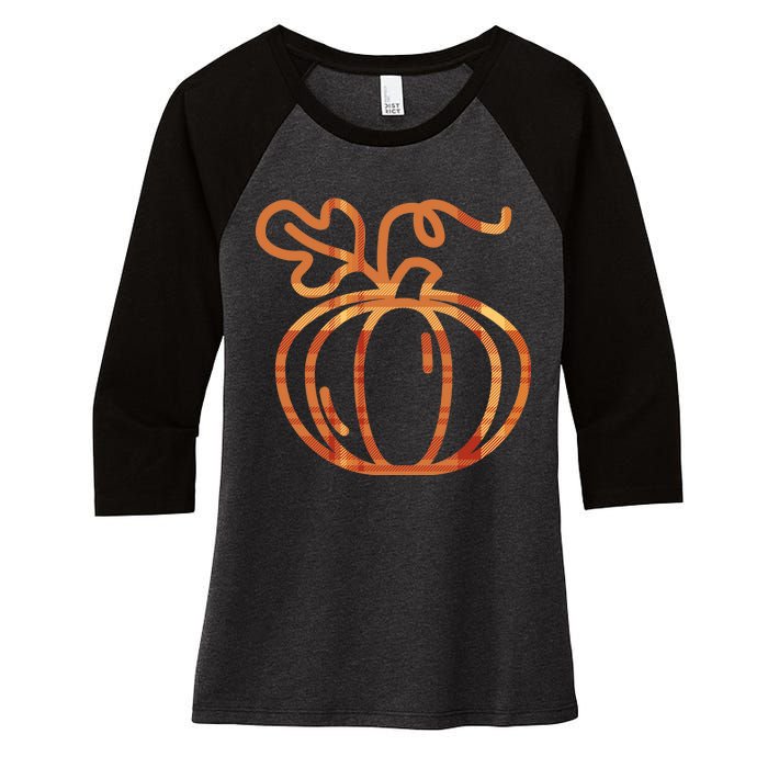 Thanksgiving Halloween Pumpkin Fall Autumn Plaid Women's Tri-Blend 3/4-Sleeve Raglan Shirt