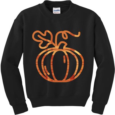 Thanksgiving Halloween Pumpkin Fall Autumn Plaid Kids Sweatshirt