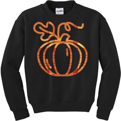 Thanksgiving Halloween Pumpkin Fall Autumn Plaid Kids Sweatshirt