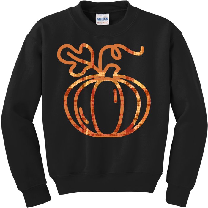 Thanksgiving Halloween Pumpkin Fall Autumn Plaid Kids Sweatshirt