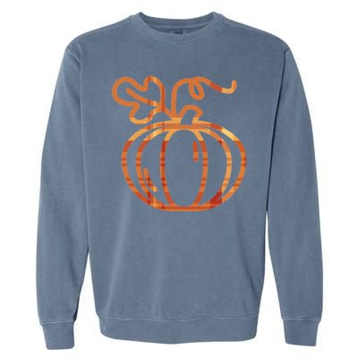 Thanksgiving Halloween Pumpkin Fall Autumn Plaid Garment-Dyed Sweatshirt