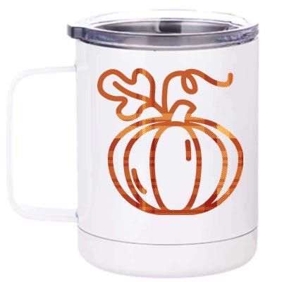 Thanksgiving Halloween Pumpkin Fall Autumn Plaid 12 oz Stainless Steel Tumbler Cup