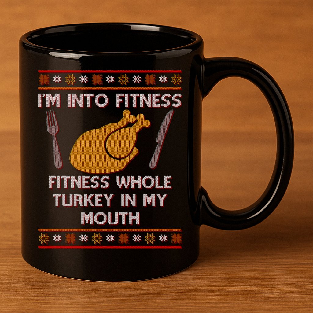 Thanksgiving I'm Into Fitness Ugly Sweater 11oz C Handle Ceramic Mug