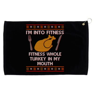 Thanksgiving I'm Into Fitness Ugly Sweater Grommeted Golf Towel