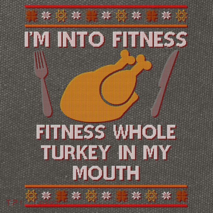 Thanksgiving I'm Into Fitness Ugly Sweater Cotton Canvas Backpack