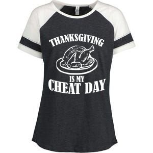 Thanksgiving is My Cheat Day Enza Ladies Jersey Colorblock Tee