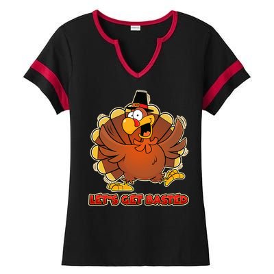 Thanksgiving Let's Get Basted Ladies Halftime Notch Neck Tee