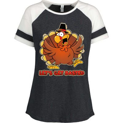 Thanksgiving Let's Get Basted Enza Ladies Jersey Colorblock Tee