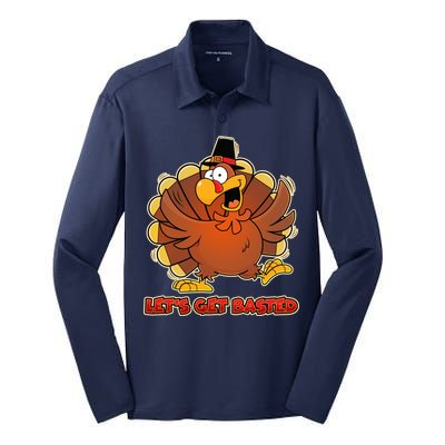 Thanksgiving Let's Get Basted Silk Touch Performance Long Sleeve Polo